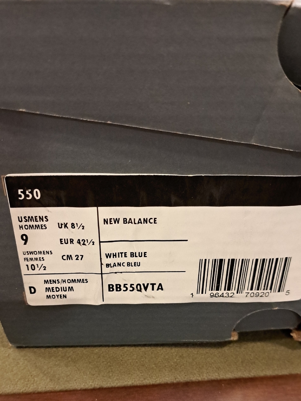 New Balance 550 - Color: Sea Salt/Team Royal - Size: Men 9 - Picture 10 of 11
